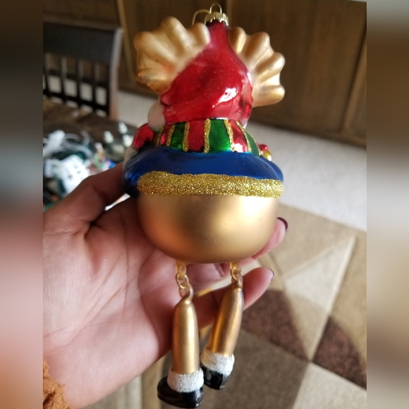 Pier 1 moose  reindeer Christmas mercury moveable  ornament - Picture 2 of 9